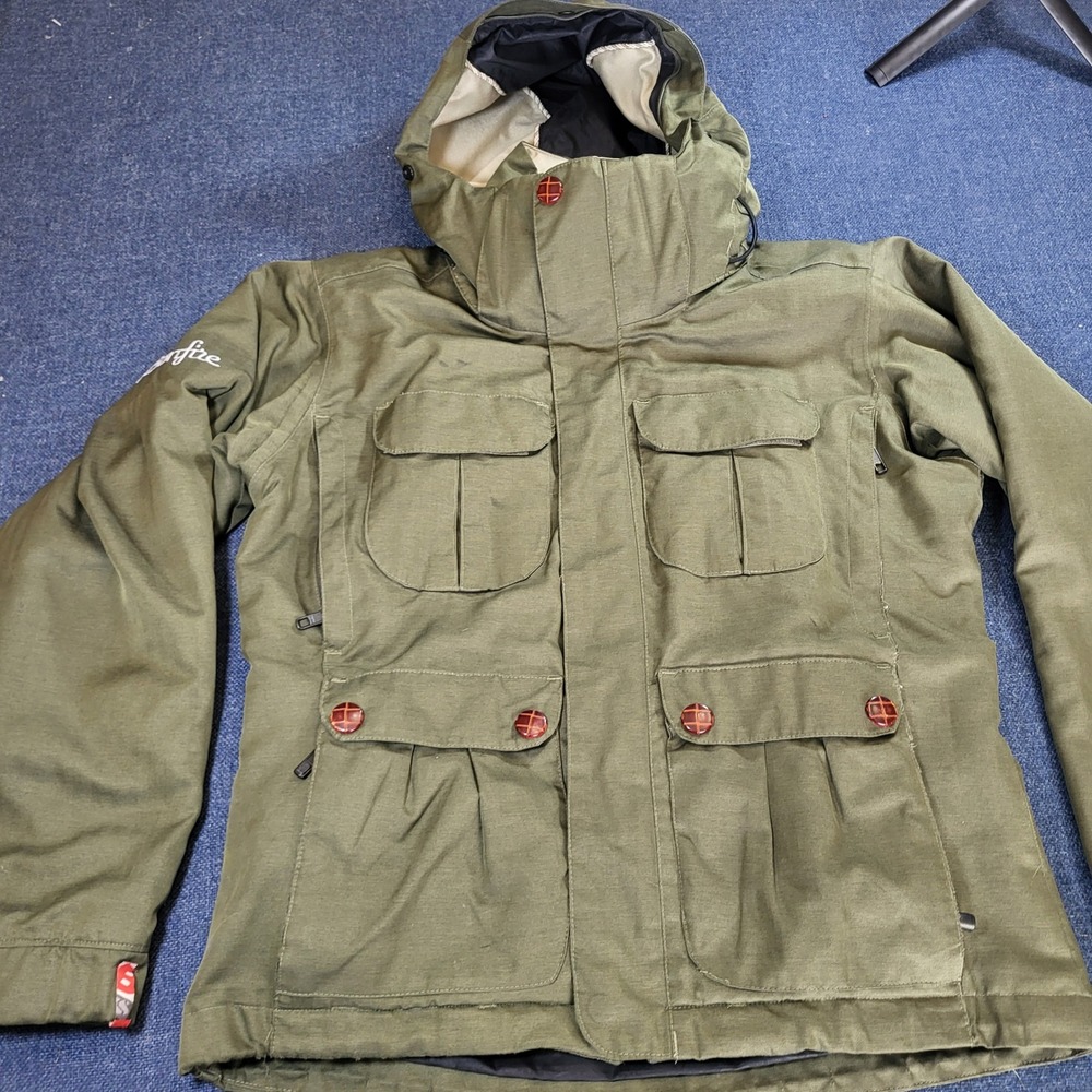 Bonfire Snowboarding Co Womens Small Olive Green Herringbone Snowboard Jacket